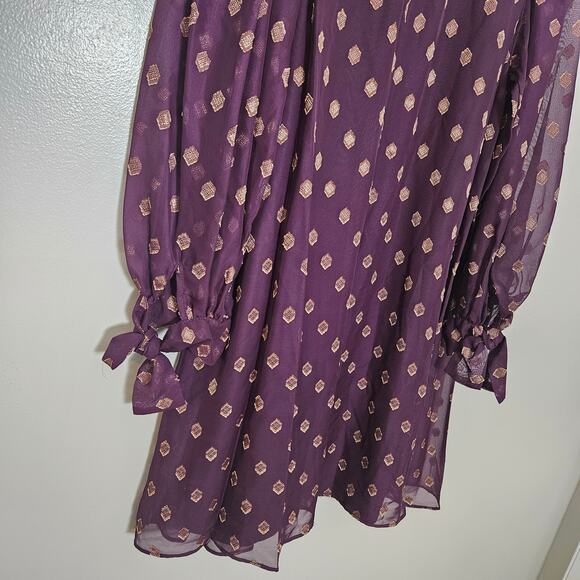 NWT Calvin Klein Shift Dress Sz 8 Aubergine Gold - Picture 9 of 15